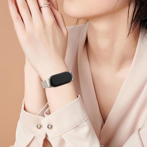 Bracelet pour Xiaomi Mi Band 10/9/8, Bracelets de Remplacement en métal souple, Bracelet en Acier Inoxydable pour Xiaomi Smart Band 8/9 homme femme, Longueur Réglable et Confortable et Respirant thumbnail 8