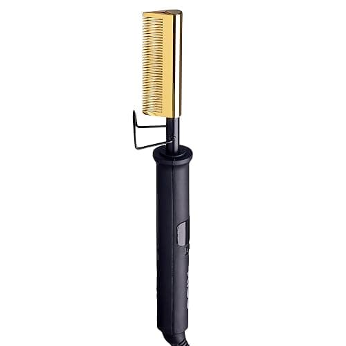 KISS Professional Pressing Comb with Polished Gold Smoothing Comb, Safety Stand, Digital LED Temperature Display, & Tangle Free 360° Swivel Cord thumbnail 9