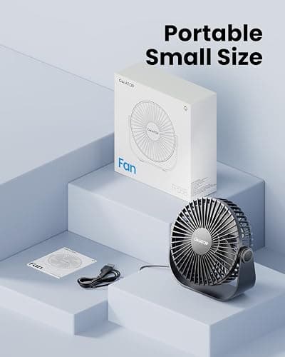 Gaiatop USB Desk Fan, 3 Speeds Strong Airflow, 5.5 Inch Portable 90° Rotate Quiet Cooling, Small Personal Table Fans for Bedroom Home Office Travel Black thumbnail 7