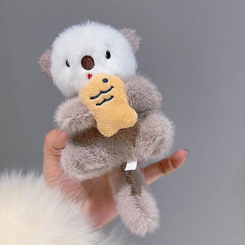 Molishan Otter Keychain Plush Bag Charm for Women Bag, Cute Keychain Ring for Backpacks Car Key thumbnail 2