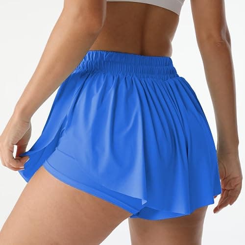 Flowy Athletic Shorts for Women Running Tennis Butterfly Shorts Girls 2-in-1 Double Layer Quick-Drying Comfy Shorts thumbnail 2