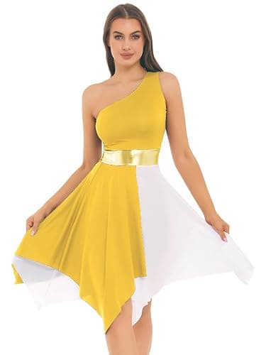 iiniim Women's Sleeveless Liturgical Praise Dance Color Block Irregular Hem Lyrical Worship Dance Dress thumbnail 2