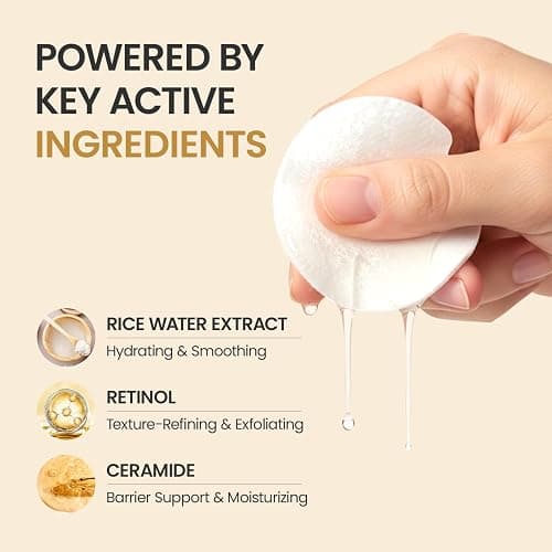 Toner Pads for Dry Dull Sensitive Skin Korean, #OOTD Retinol Ceramides Strengthen Skin Barrier Smoothing Hydrating, Toner Pad 70Pads 4.05oz 120ml thumbnail 7