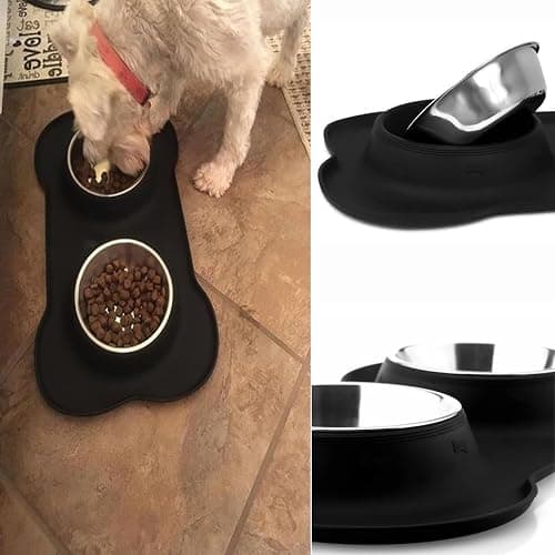 AsFrost Dog Food Bowls Stainless Steel Dog Bowls with No Spill Non-Skid Silicone Mat, Dog Food and Water Bowl Set, Dog Dishes for Small Medium Large Sized Dogs Pet Food Feeding Bowls, 4 Cup, Black thumbnail 7