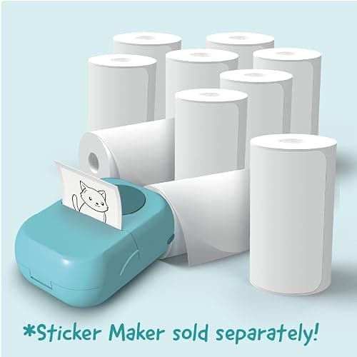 Hello Blink Sticker Maker Refill Pack – 10 Rolls: 5 Round, 5 Square – Makes 400 Custom Stickers – Compatible with Hello Blink Printer (Sold Separately) – Fun for Kids Aged 8+, DIY Craft Projects thumbnail 2