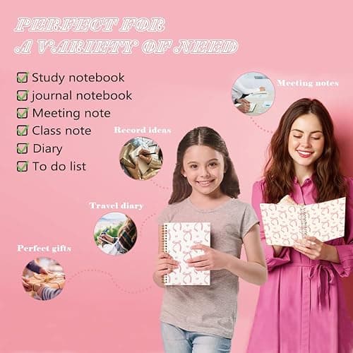 QUICQOD Journal for Teen Girls, Cute School Supplies for Girls Pink Bow Preppy Notebook Diary Stuff Stationary Hardcover Spiral Notebook 5.5x8.3 Inch thumbnail 6