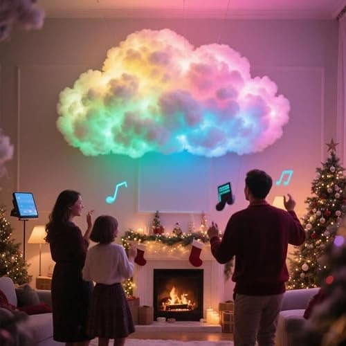 DIY USB-Powered Thundercloud LED Light Decor, LED Cloud Light with Music Rhythm, DIY 3D Thundercloud Night Light, USB Powered, Vibrant Glow, Clouds Lamp for Bedroom & Gaming Room (78.74in) thumbnail 2