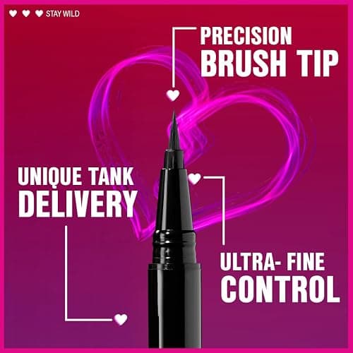 wet n wild Mega Last Breakup Proof Liquid Eyeliner - Ultra-Fine Brush, Waterproof, 16-Hour Long-Lasting Wear- Cruelty-Free & Vegan - Black thumbnail 3