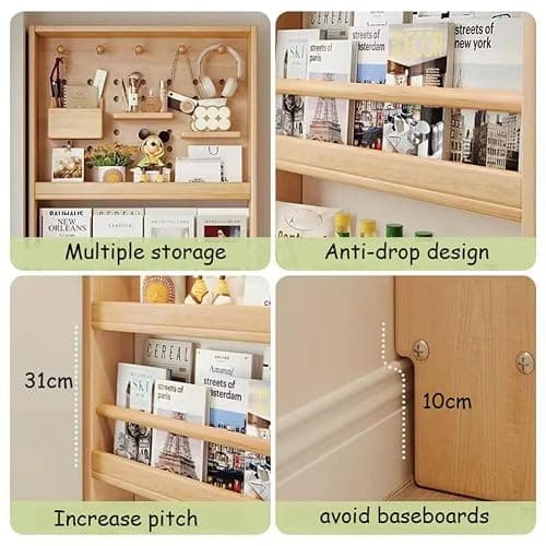 Eqvexd Narrow Storage Rack Behind The Door 3-4Tier,Behind The Door Storage Organizer Books,Space-Saving Wall Mount Narrow Bookshelf for Bedroom,Living Room,Home,Office,Behind Doo thumbnail 4