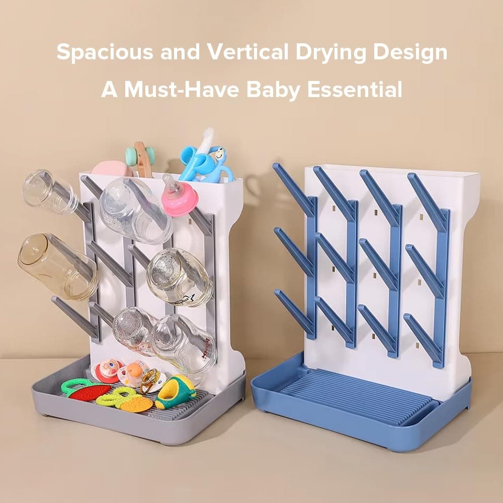 Baby Bottle Drying Rack, Vertical Space Saving Countertop Standing Drying Rack Baby Accessory, Bottle Brsuh, Pacifier, Breast Pump Accessories Drying Stand, Storage Organizer (Gray) - Grey thumbnail 2