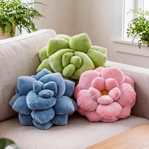 Green Philosophy Co. Succulent® Pillow 16" – Soft 3D Decorative Flower Throw Pillow, Unique Olive Green Plush Flower Cushion, Perfect for Couch, Sofa, Bedroom Decor, Gift for Plant Lovers thumbnail 8