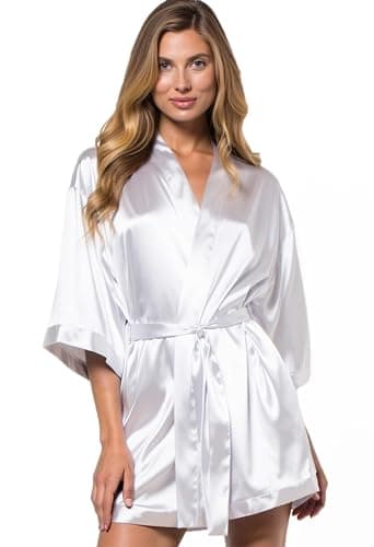 Turquaz Women's Bride Bridesmaids Silky Robe Satin Kimono Robes for Women Lingerie - Image 1
