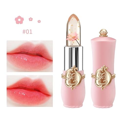 3 Packs Flower Jelly Lippenstift Set Magic Temperature Farbwechsel Lippenbalsam Langanhaltende Feuchtigkeitscreme Aloe Vera Flower Jelly Lippenstift Makeup Set (3PCS Set A) thumbnail 2