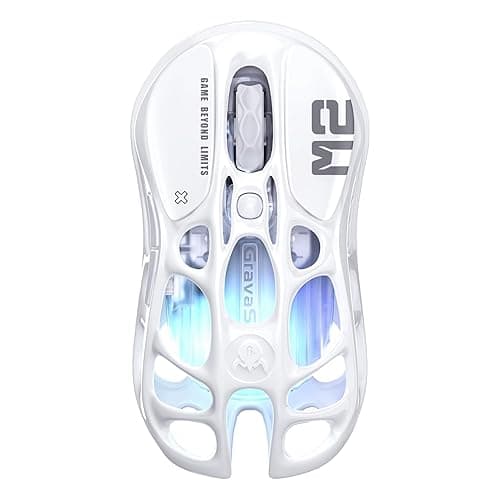 GravaStar Mercury M2 Wireless Gaming Mouse with 26,000 DPI, PAW3395DM Sensor -79g Lightweight Hollowed-Out Design -5 Programmable Buttons -5 Dynamic Lightsync RGB (White) - Image 1