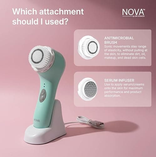 Spa Sciences - NOVA - Sonic Cleansing Brush with Bristles & Infusion System – Anti-Aging Facial Exfoliating, Waterproof, and USB Rechargeable thumbnail 5