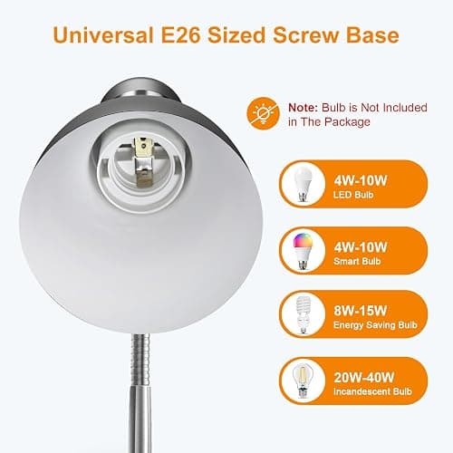 LEPOWER Metal Desk Lamp, Eye-Caring Table Lamp, Study Lamps with Flexible Goose Neck for Bedroom, Home Office (Matte Black) thumbnail 5