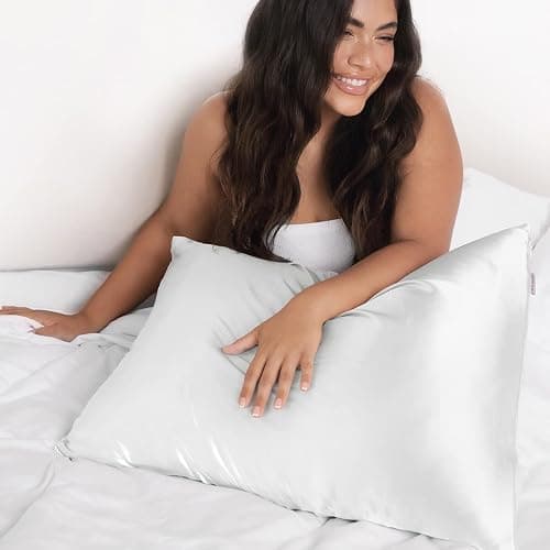 Kitsch Satin Pillowcase with Zipper for Hair & Skin, Softer Than Silk Pillow Cases Queen, Wrinkle-Free, Smooth and Cooling Satin Pillow Covers, King Size 19"x36" - Ivory, 2pcs thumbnail 7