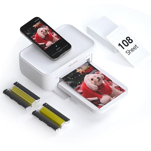 HPRT Photo Printer 4x6,+108Sheets&2ribbon,Instant Picture Printer for iPhone, Android, Smartphone,Portable Photo Printers for Home Use,Thermal Dye-Sublimation, AR Video Printing（White） - Image 1