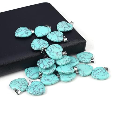 LE SKY 20 Pcs natural stone pendants heart shape healing stone charms for jewelry making thumbnail 5