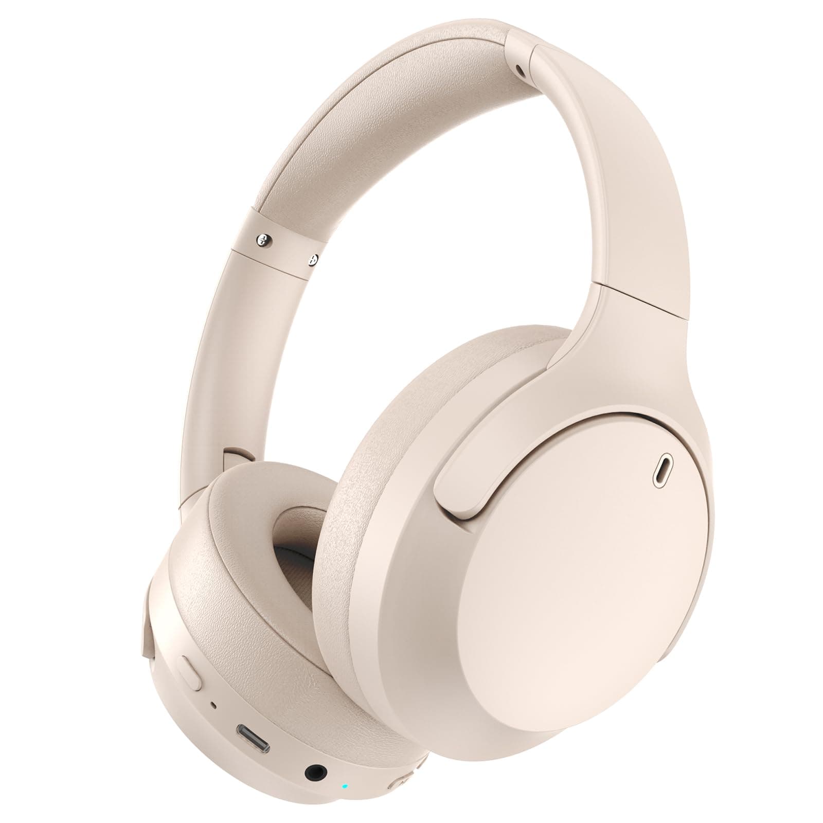 Active Noise Cancelling Headphones, Bluetooth 5.3 Version, Wireless Headsets, 55H Playtime, ANC Mode Over 28dB Noise Reduce, CVC 8.0 Mic, Hi-Fi Audio Sound, USB-C Charge, Protein Skin Over Ear Cups. - Image 1