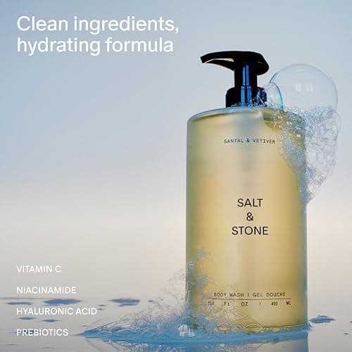 Salt & Stone Body Wash with Antioxidants for Deep Moisture | For Women & Men, Sulfate, Paraben, & Dye Free, Leaving Skin Soft and Hydrated | Santal & Vetiver 15.2 fl oz thumbnail 2