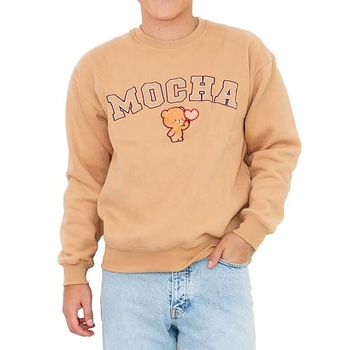 Milkmochabear Official Milk and Mocha Oversized Varsity Crewneck Casual Unisex Sweatshirt Soft Embroidered Men Women thumbnail 2