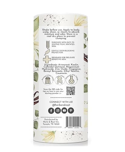 Herb & Root Talc Free Body Dusting Powders. Rose, Vanila, Sandalwood, Lavender, Jasmine, and Gift Sets (Full Size, Vanilla) thumbnail 2