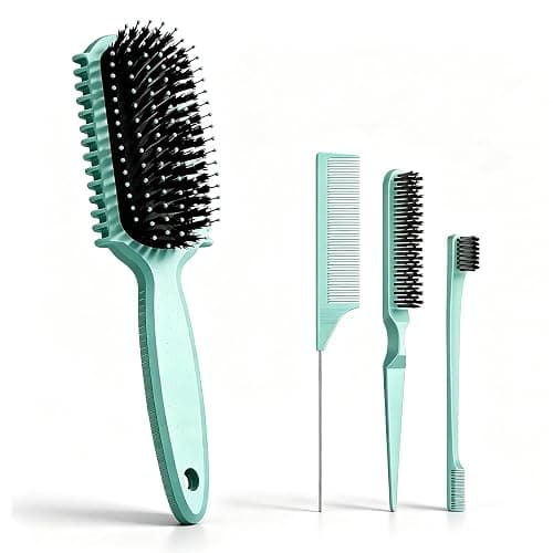 Curl Defining Brush, Curly Hair Brush, Slick Back Hair Brush, For Combing and Shaping Curls in All Hairstyles to Reduce Pulling (Green) - Image 1