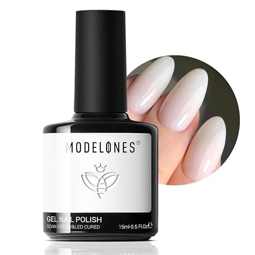 modelones Milky White Gel Nail Polish Natural Color | Translucent Jelly Soak Off LED Clear Coat Soap Nails Art White French Gel Polish15 ML - Image 1