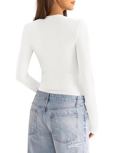 EasyGala Womens Cotton Long Sleeve Shirts Crew Neck Fitted Basic Going Out Outfits Undershirt Spring Fall Clothes 2025 thumbnail 4