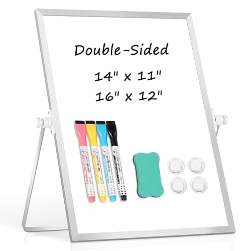 AMUSIGHT Dry Erase Magnetic White Board, 16" x 12" Double-Sided Desktop Whiteboard with Stand, Portable Small Whiteboard Set for Drawing, Office, Home, School - Image 1
