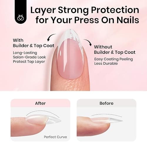 Beetles 4Pcs HEMA-Free Nail Extension Kit, 15ml Gel Nail Glue, No Wipe Top Coat, Builder Nail Gel & Liner Brush, Long Lasting for Clear Press-On Nails, DIY Home Gift for Women, U V Light Required thumbnail 7
