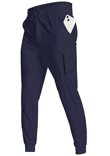YOVVI Men's Athletic Joggers with Zipper Pockets Stretch Track Pants Workout Running Gym Golf Sweatpants for Men - Image 1