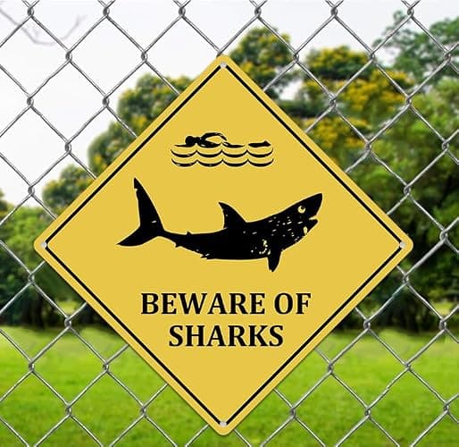 Beware of Shark Vintage Aluminum Sign 12 x 12 Inch, Shark Bedroom Decor for Boys Kids, Shark Gifts Decorations Poster Pictures Wall Art Stuff thumbnail 7