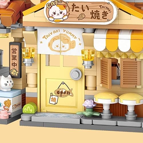 Lucky Cat Building Set,Openable Taiyaki Shop 923PCS Mini Brick Building Toy for Boys Girls Age 8+ - Orange thumbnail 2