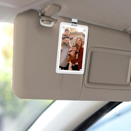Tinoaly 2pcs Car Sun Visor Photo Holders, Acrylic Magnetic Design Photo Car Visor Clip Car Sun Picture Frame Car Photo Display Accessories for Most Car Visors(Transparent) thumbnail 6