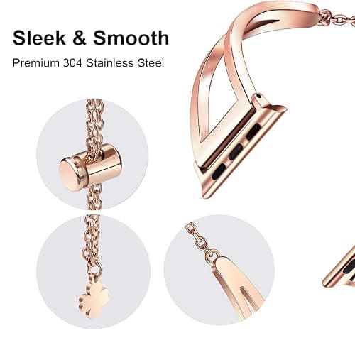 Secbolt Stainless Steel Bands Compatible with Apple Watch Band 38mm 40mm 41mm 42mm 44mm 45mm 46mm 49mm iWatch Series 11/10/9/Ultra/SE/8/7/6/5/4/3/2/1, Dressy Metal Bangle Bracelet Women thumbnail 2