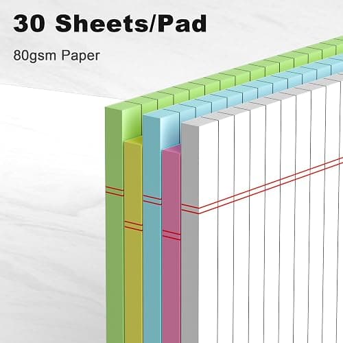 5pcs Small Note Pads 5x8 Notebook College Ruled Legal Pads Color Notepads 5 Pack Study Back Writing Pads 5 x 8 Perforated Narrow Ruled Pads of Paper for School & Office Supplies 30 Sheets/Pack thumbnail 4