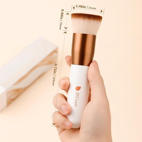 DUcare Foundation Brush 2pcs Flat Top Kabuki Brush Self Tanner Professional Face Brush Liquid Blending Mineral Powder Buffing Stippling Makeup Tools thumbnail 5