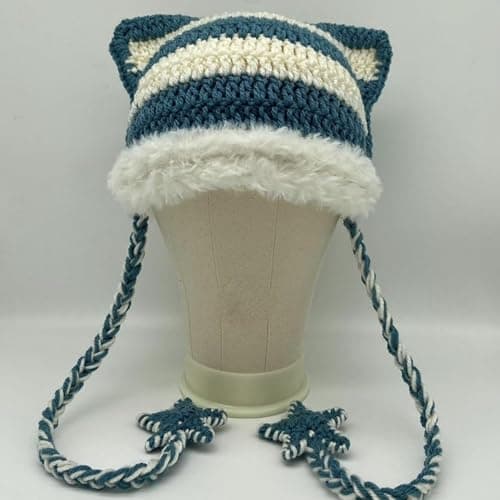 Beanies Cat Beanie Y2k Beanie Goth Knit Hat Grunge Crochet Hats for Women y2k Accessories thumbnail 7