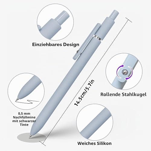 UIXJODO Gelstifte, 5 Stück 0,5 mm japanische schwarze Tinte, feine Spitze, glatte Schreibstifte, High-End-Serie Stifte für Tagebuch, Notizen, niedliche Büro, Schule(Morandi) thumbnail 3