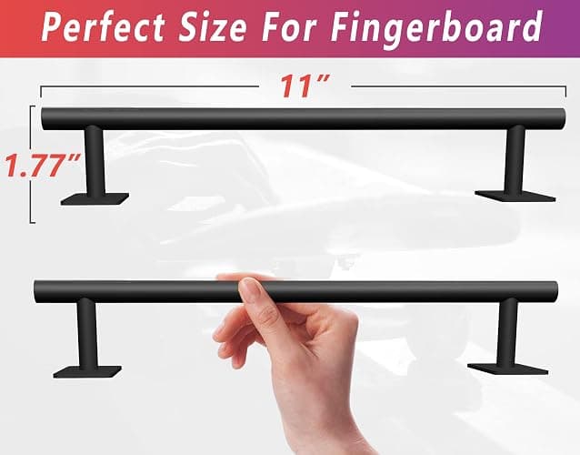 Professional Fingerboard Flat Rail Premium Solid Steel Construction Fingerboard Deck Fingerboard Ramp Great Add for Fingerboard Parks Black Powder Coated Finish Non-Slip Foam Feet (round) thumbnail 2