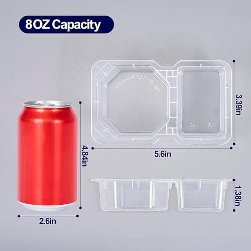Sxueg Snack Containers with Lids, Thick 8 oz Small Plastic Snack Boxes 2 Compartments for Portion Control and Meal Prep Lunch Food Sauce Containers for On-the-Go Meal, Camping, Travel, Office, 12 Sets thumbnail 2