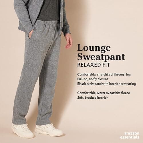 Amazon Essentials Men's Relaxed Straight Leg Fleece Open Bottom Sweatpant (Available in Big & Tall) thumbnail 2