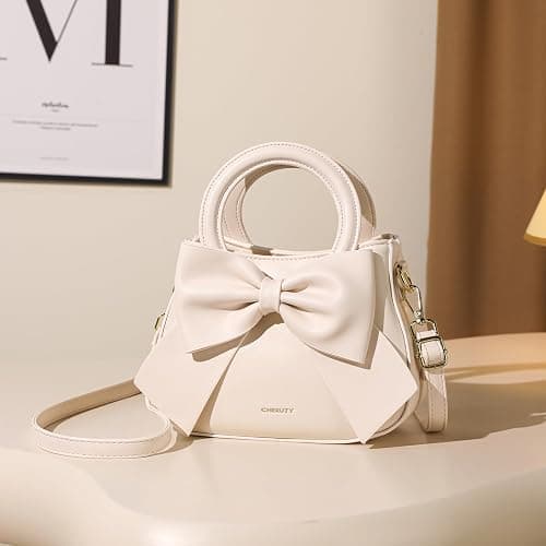 Small Purses for Women Crossbody Bag, Vegan Leather Crossbody Purses and Handbags with Top Carry Handle and Cute Bow Knot thumbnail 3