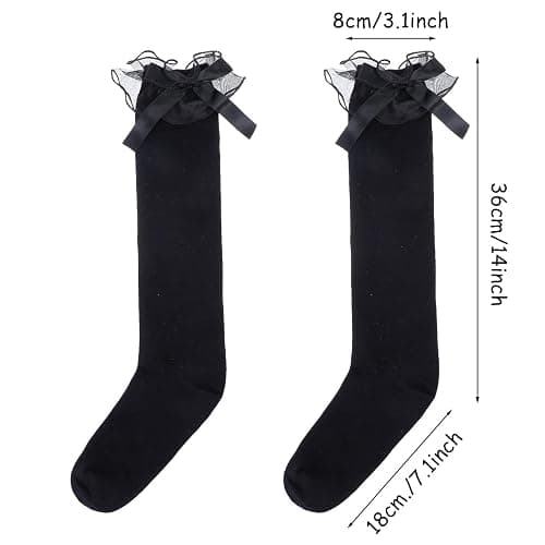 Cotton Knee High Socks with Bow White Lolita Socks Over the Knee Socks for Daily Wear School Dating Dance thumbnail 4