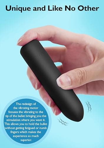 Small Bullet Vibrator for Women: Waterproof Mini Clit Vibrator with 10 Modes, Full Silicone Vibrating Finger Massager for G Spot Nipple, Female Rechargeable Lipstick Vibe Sex Toy, Black thumbnail 3