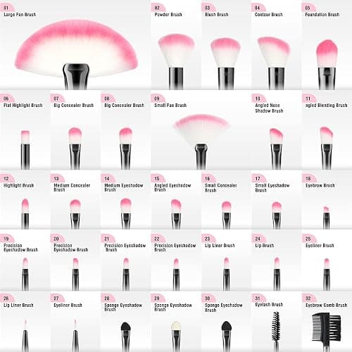 Makeup Brushes, VANDER 32pcs Makeup Brush Set Professional Soft Synthetic Foundation powder concealer blending Make up Brushes, eye shadow blush face brush set, Pink thumbnail 2