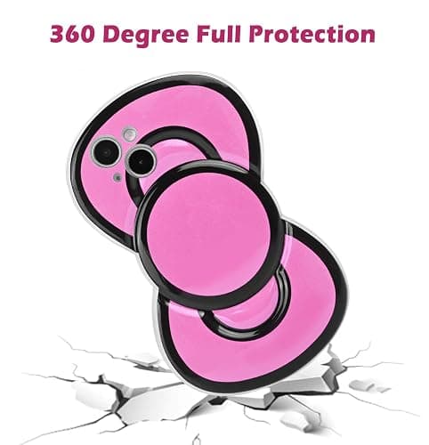 Aleviker Cute Cases for iPhone 13, 3D Bow Shaped Phone Cover Soft Silicone Protective Phone Case for Girls Women Pink thumbnail 3