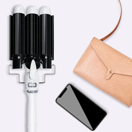 1.25 inch Three Barrel Curling Iron: Aleath Large 3 Barrel Hair Crimper with LCD Display - Dual Voltage Hair Waver Jumbo thumbnail 6